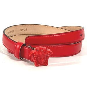 Versace Belt Medusa Logo Leather Red